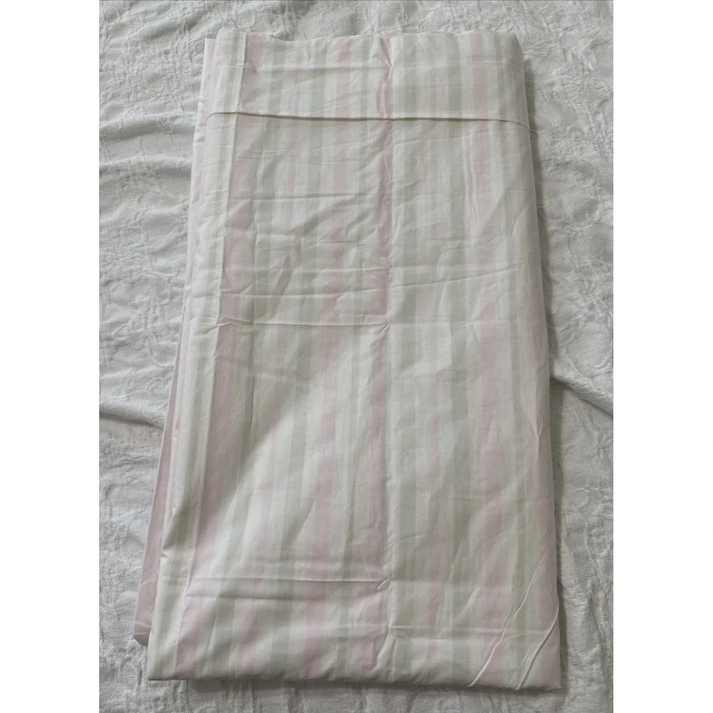 Vtg Rachel Ashwell Treasures King Sheet Pink Stripes Green Shabby Early 2000's